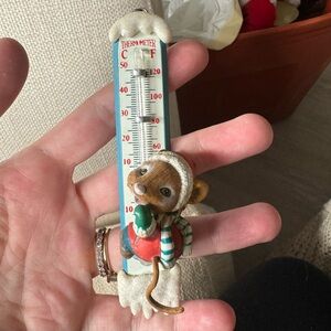Enesco 1990 Have a Cool Yule Ornament Thermometer Mouse